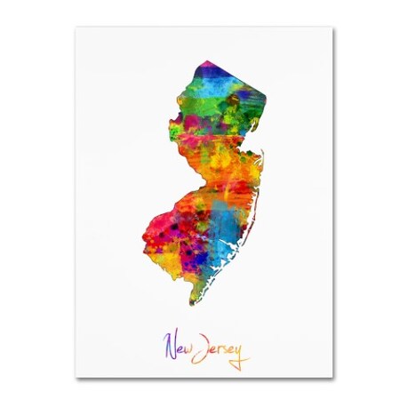 Trademark Fine Art Michael Tompsett 'New Jersey Map' Canvas Art, 18x24 MT0688-C1824GG